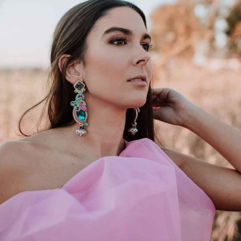 Pendientes boho MAREA azul y plata colores fluor